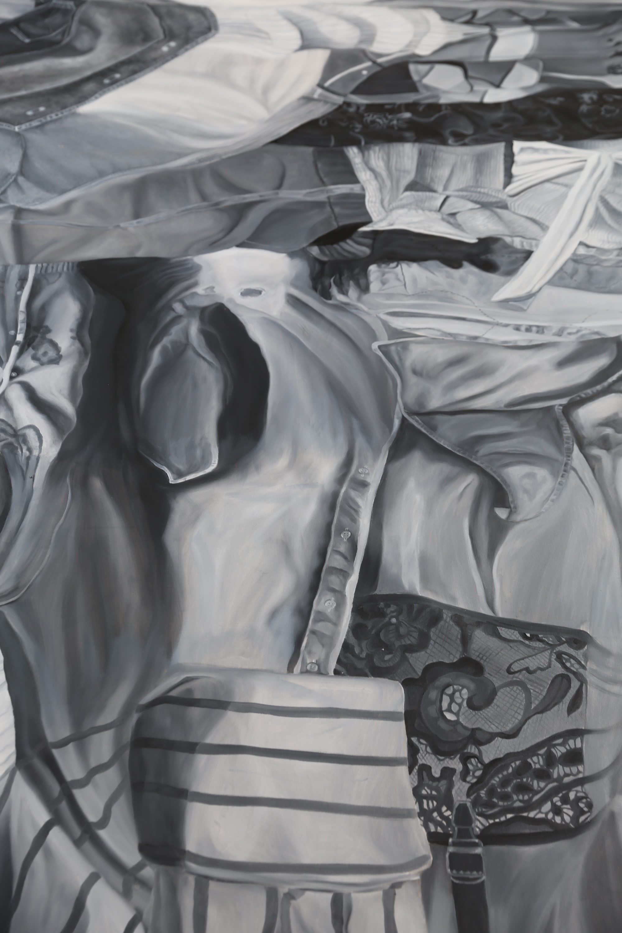 WZÓR painting — detail with lace